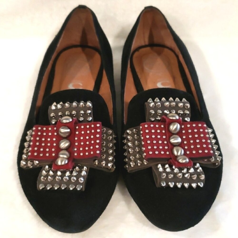 Jeffery Campbell Ibiza Present Black Suede Combo Flats Size 7
